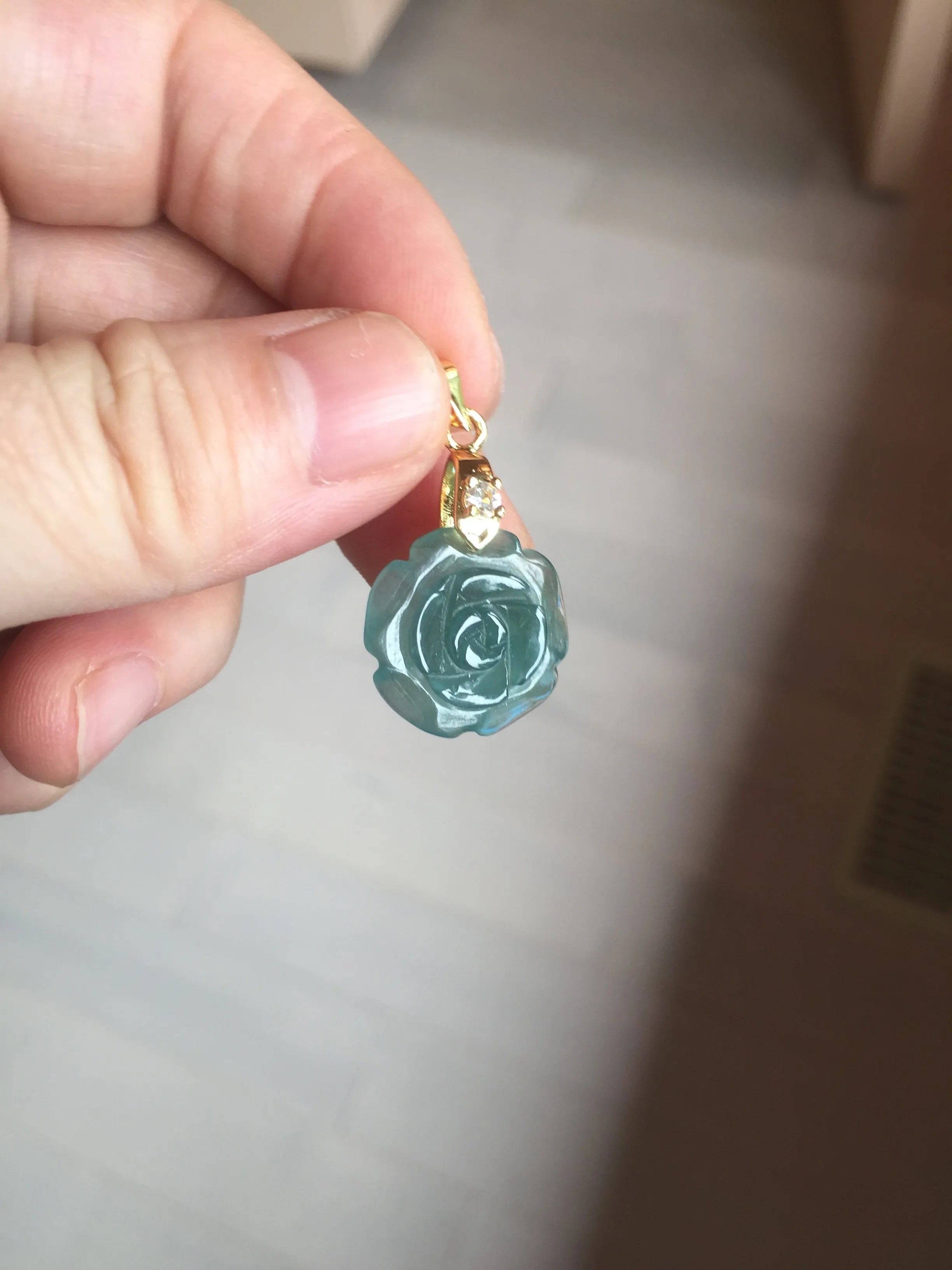 100% Natural blue green gray Guatemala jadeite Jade flower pendant group AR113