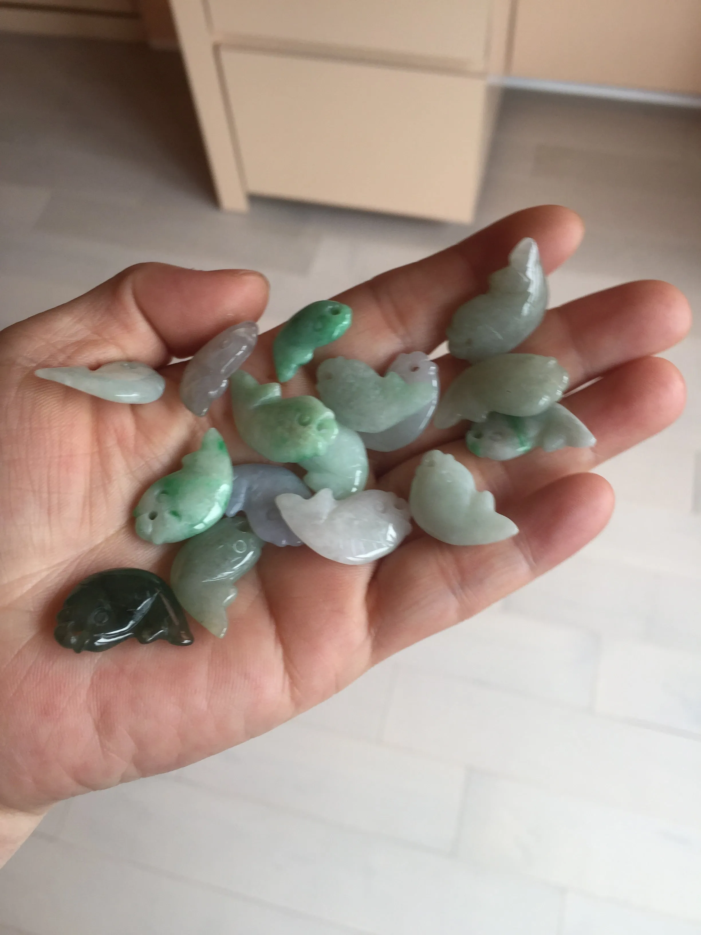 100% Natural type A clear/ sunny green/ purple jadeite jade 3D fish Pendant BL71