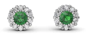 14K Emerald Diamond Earrings