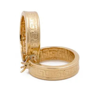 14K Yellow Gold Fashion Women's Hoop Earrings