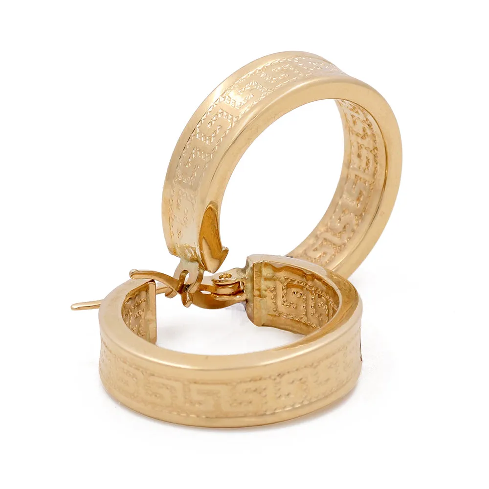 14K Yellow Gold Fashion Women's Hoop Earrings