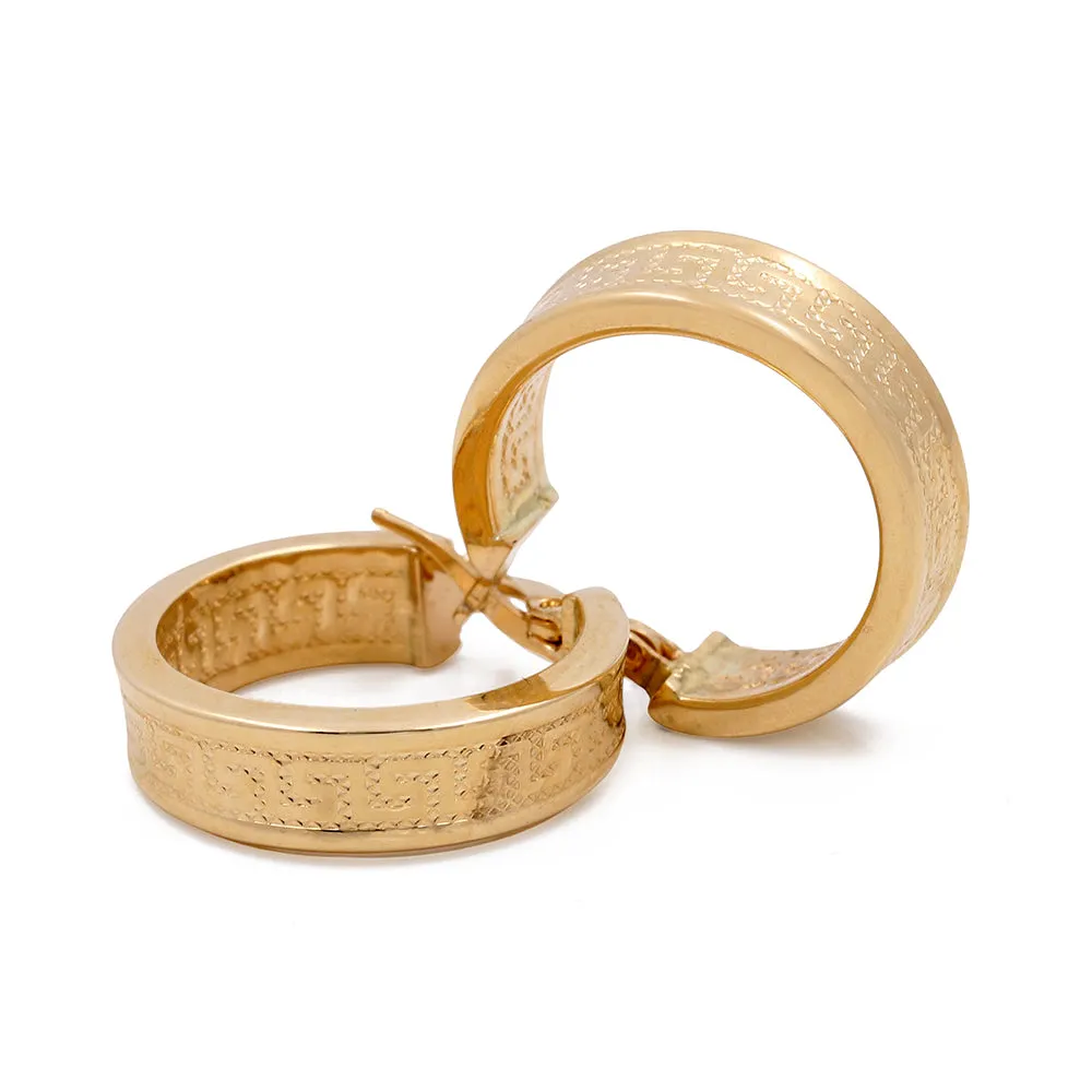 14K Yellow Gold Fashion Women's Hoop Earrings