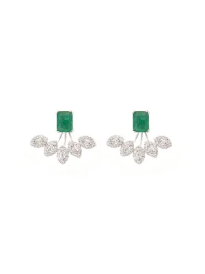 3.66ct Emerald Diamond 18K Gold Day & Night Earrings