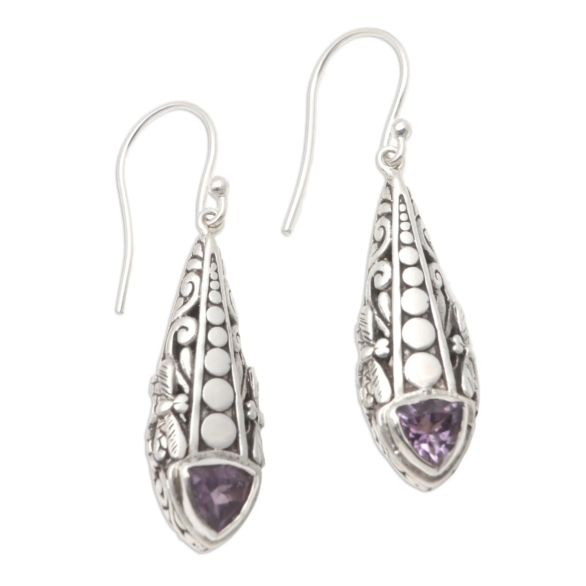 Amethyst and Blue Topaz Dangle Earrings - Dragonfly Wish | NOVICA