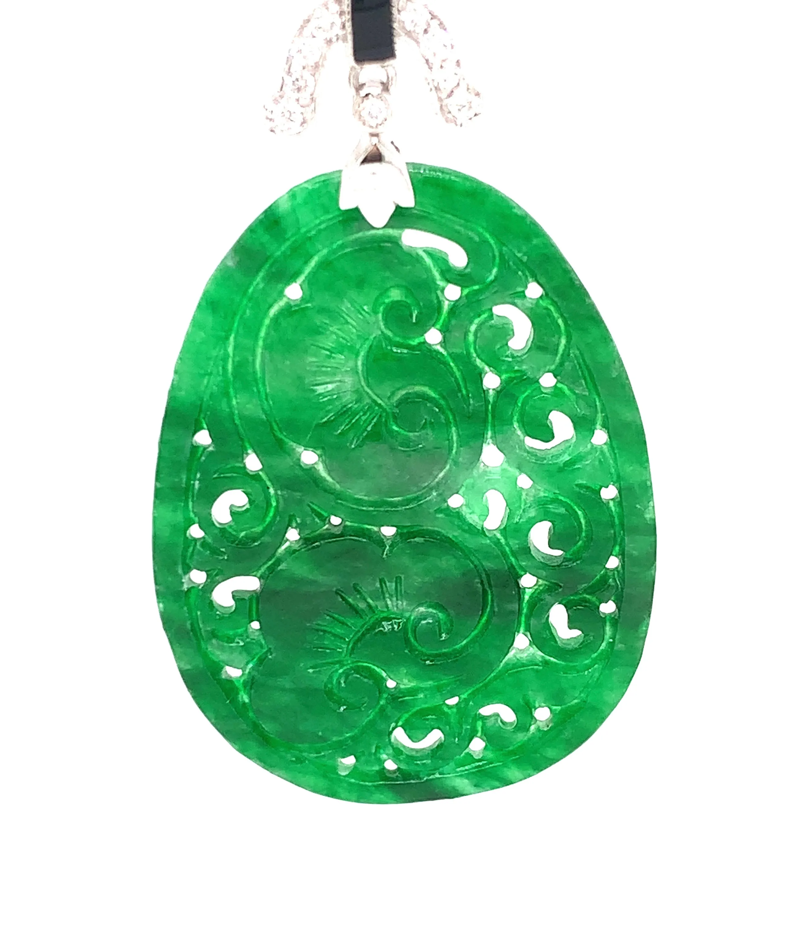 Aristocrat 4.83 cttw Carved Jade and Diamond Pendant 11612