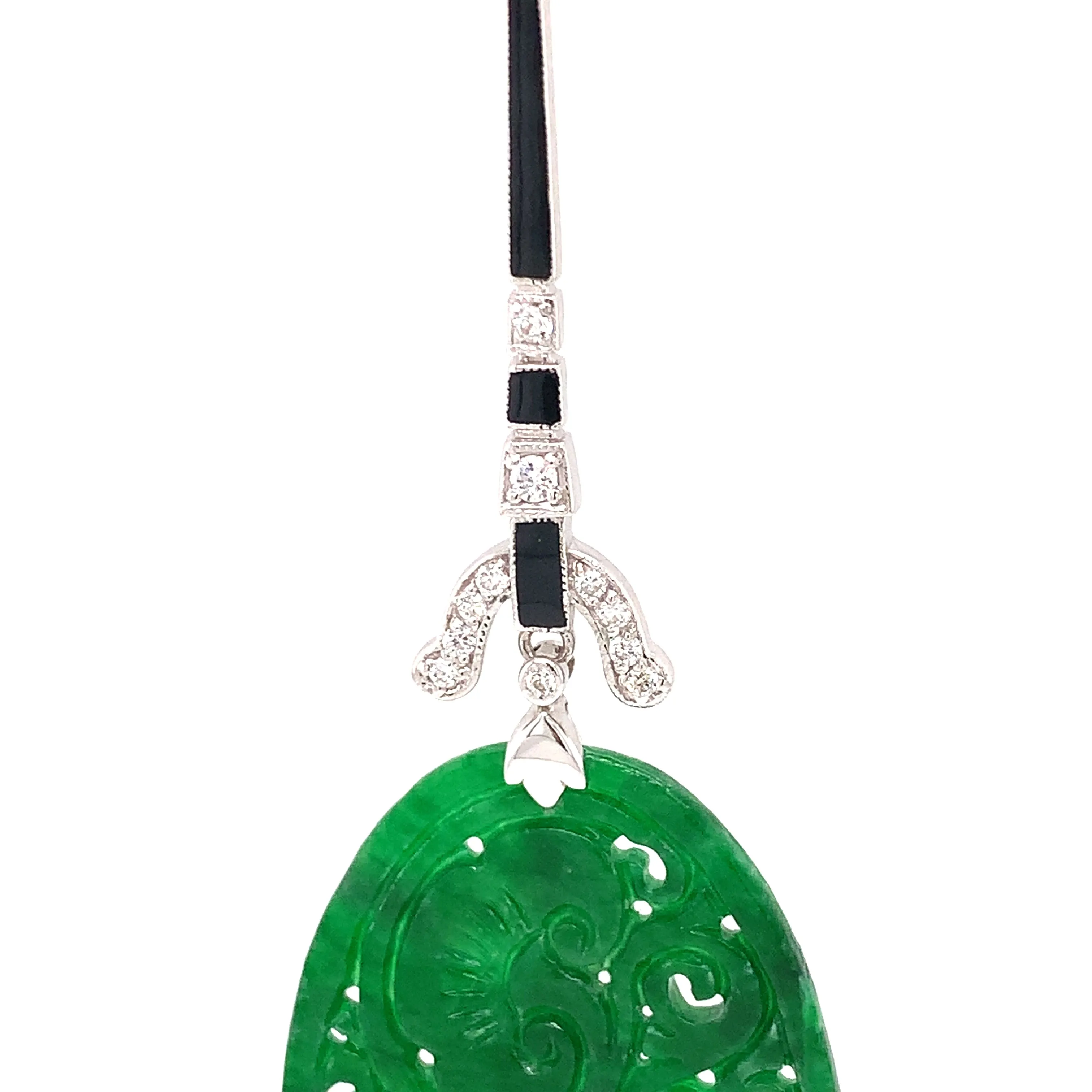 Aristocrat 4.83 cttw Carved Jade and Diamond Pendant 11612