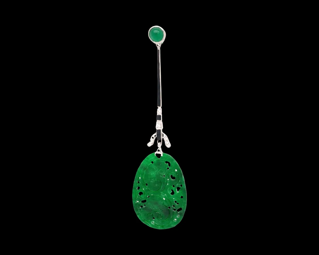 Aristocrat 4.83 cttw Carved Jade and Diamond Pendant 11612
