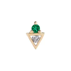 AZ Emerald Tri Stud Earring, 6.5mm Screw Back - 9ct Yellow Gold - ST-AZ-TRI-EM-SC6.5
