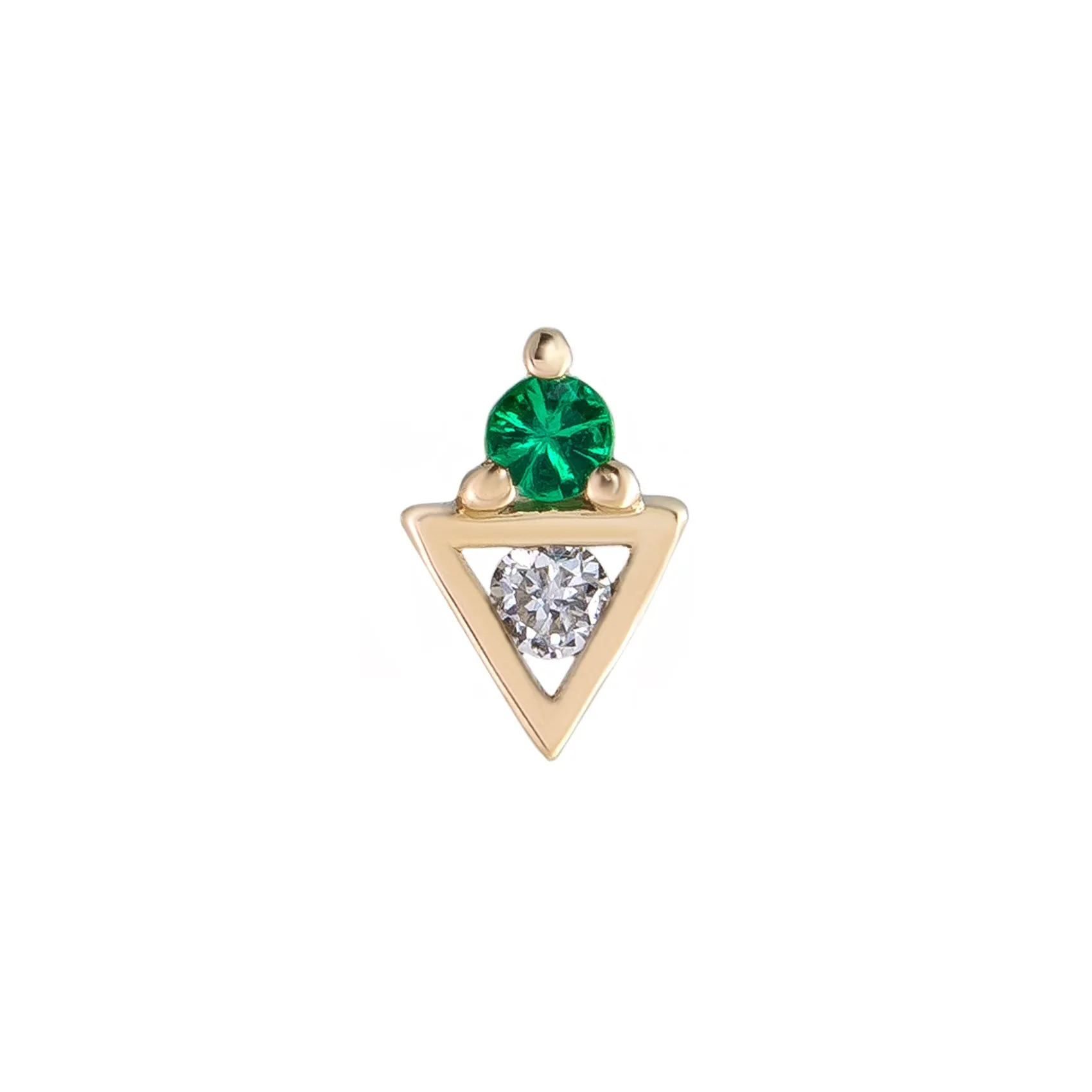 AZ Emerald Tri Stud Earring, 6.5mm Screw Back - 9ct Yellow Gold - ST-AZ-TRI-EM-SC6.5