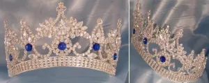 Bianca Crystal Bridal Tiara - Silver - Blue Sapphire
