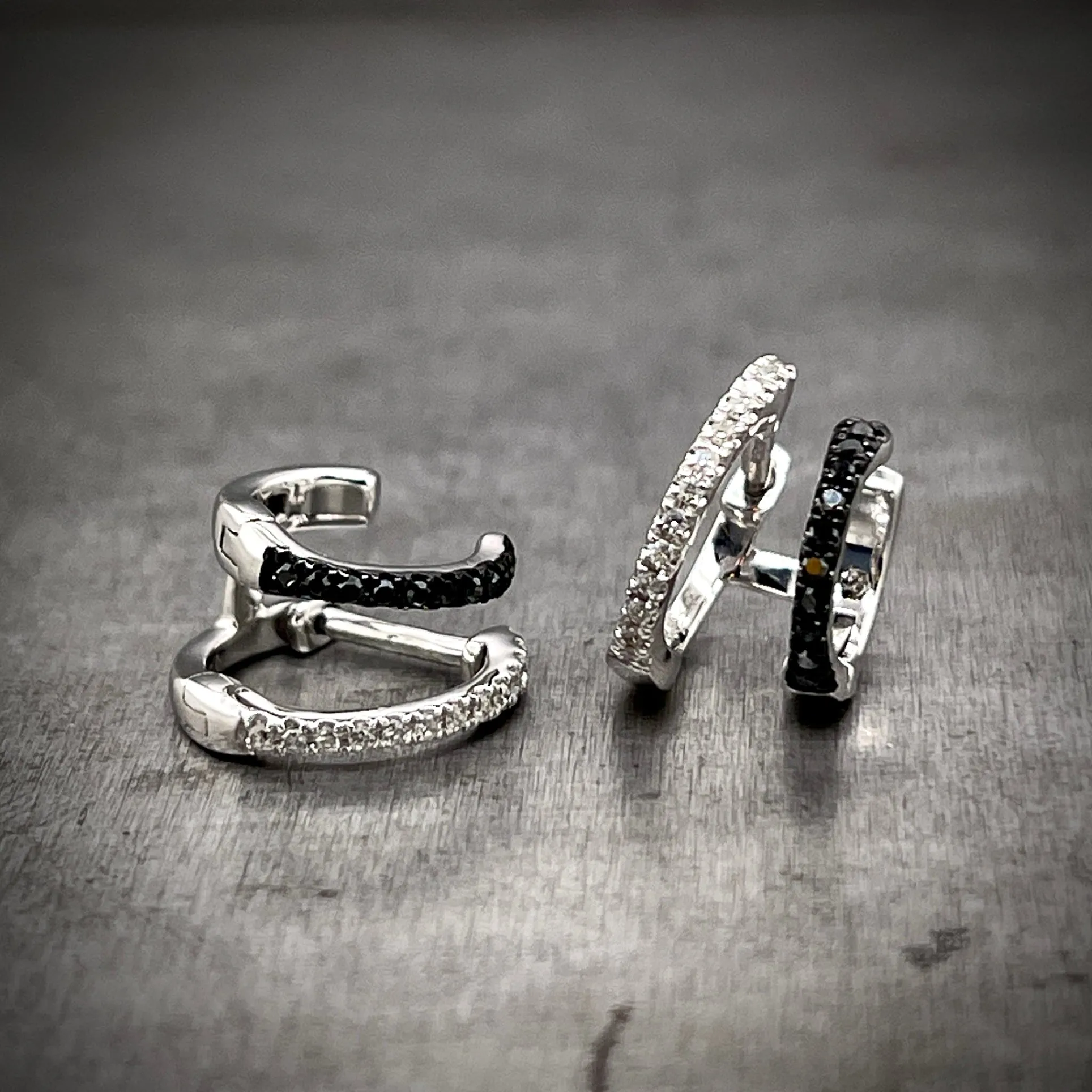 Black Diamond Hoop Huggies