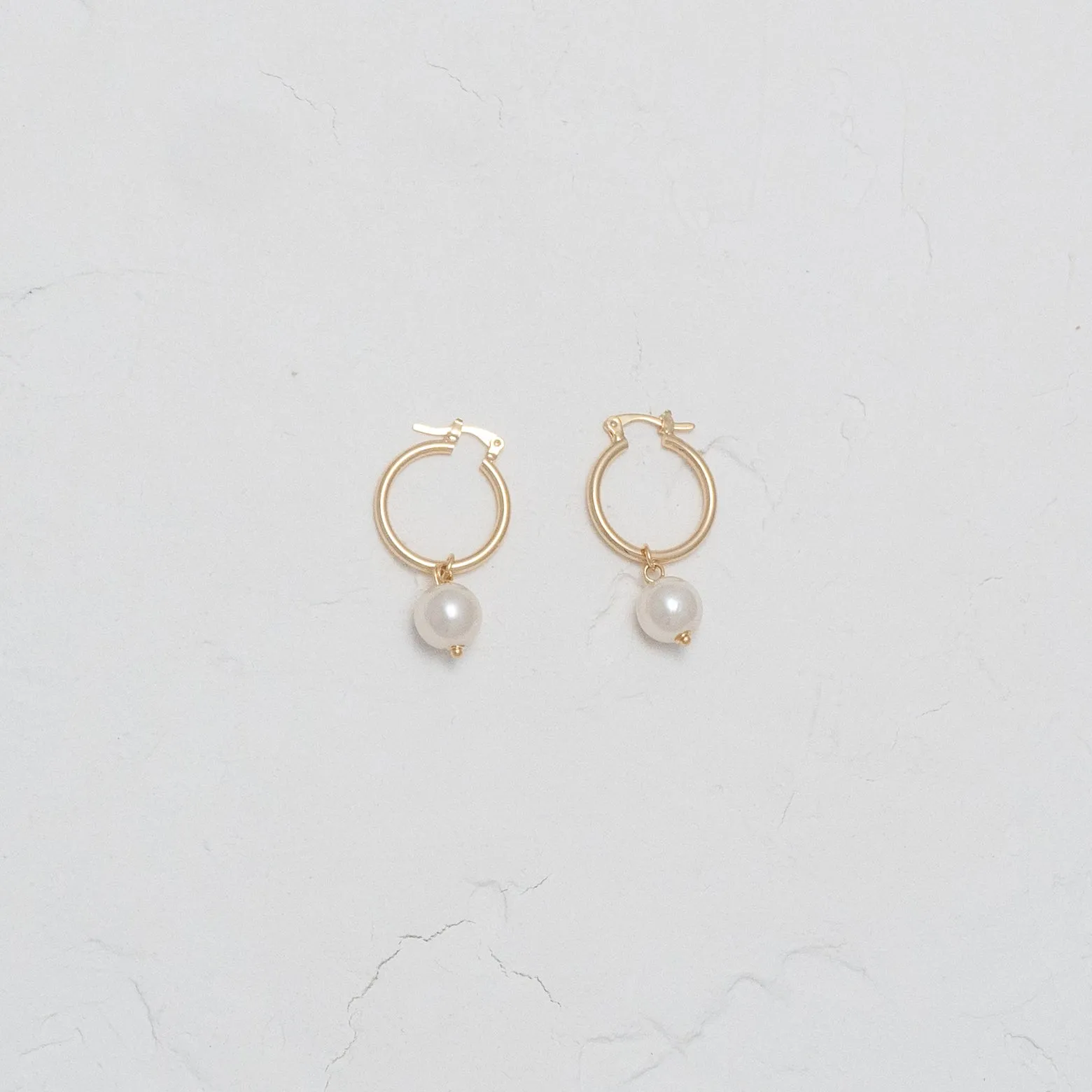Classic Pearl and Gold Dangle Hoops