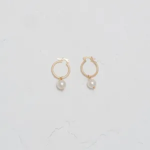 Classic Pearl and Gold Dangle Hoops