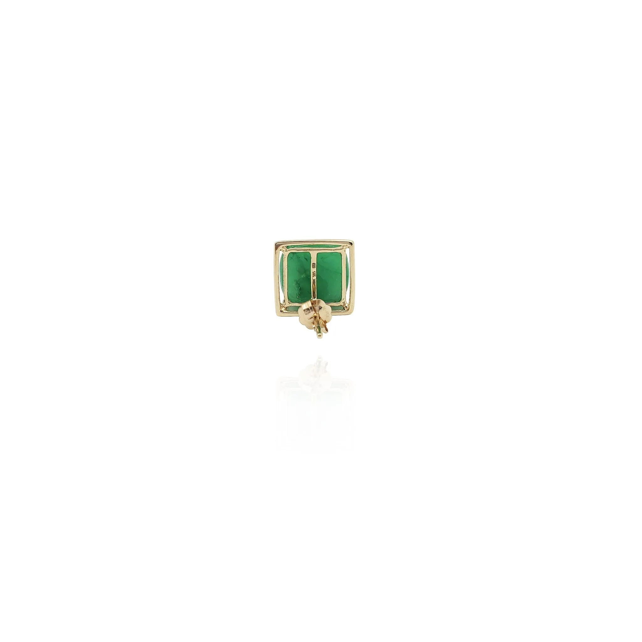 Cushion-Cut Cabochon Jade Earrings (14K)