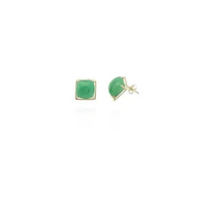 Cushion-Cut Cabochon Jade Earrings (14K)