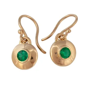 Disk Style Emerald Drop Earrings
