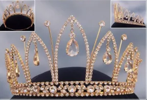 Duvall  Rhinestone Tiara - Gold Tone