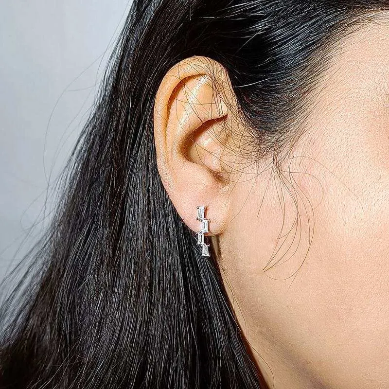 Emerald Cut Light Beam Earrings
