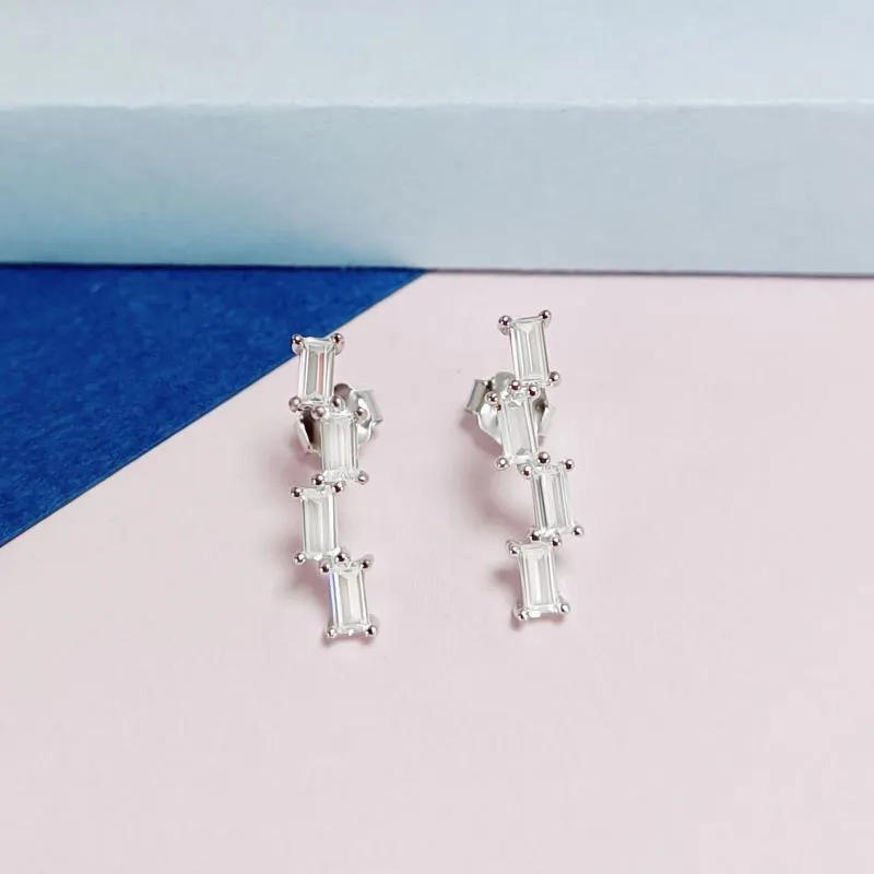 Emerald Cut Light Beam Earrings