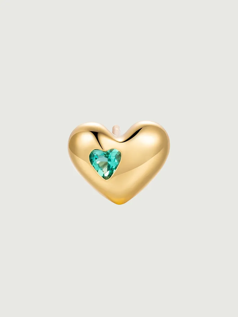 Emerald Heart Stud Earrings