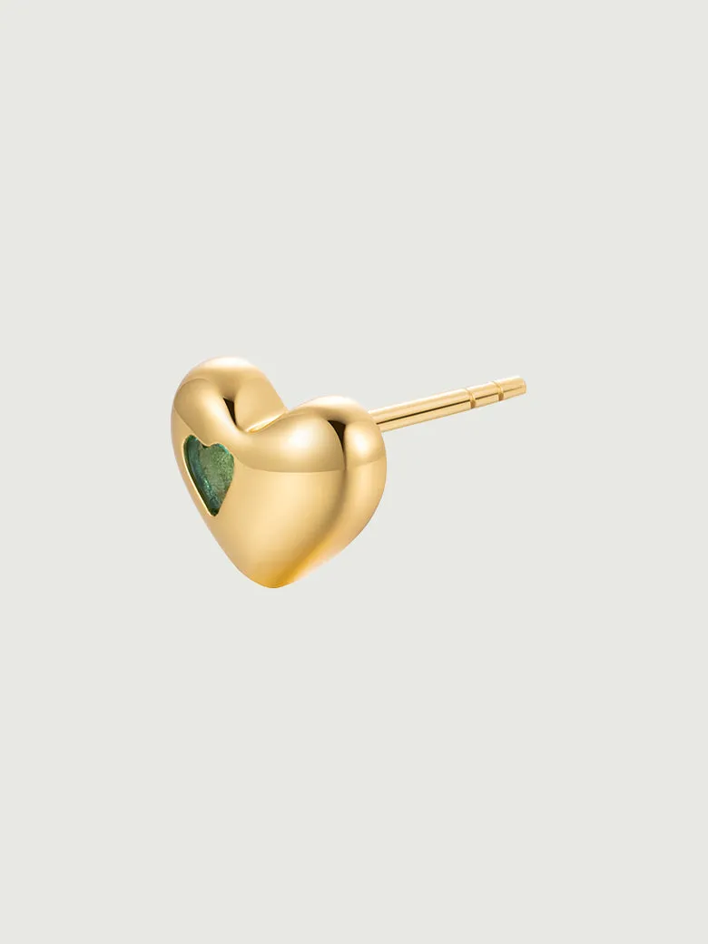 Emerald Heart Stud Earrings