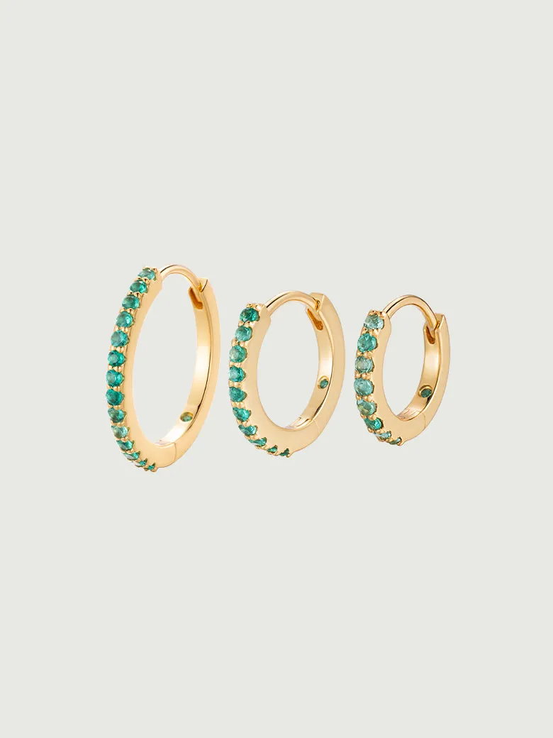 Emerald Pave Huggie Hoop Earrings