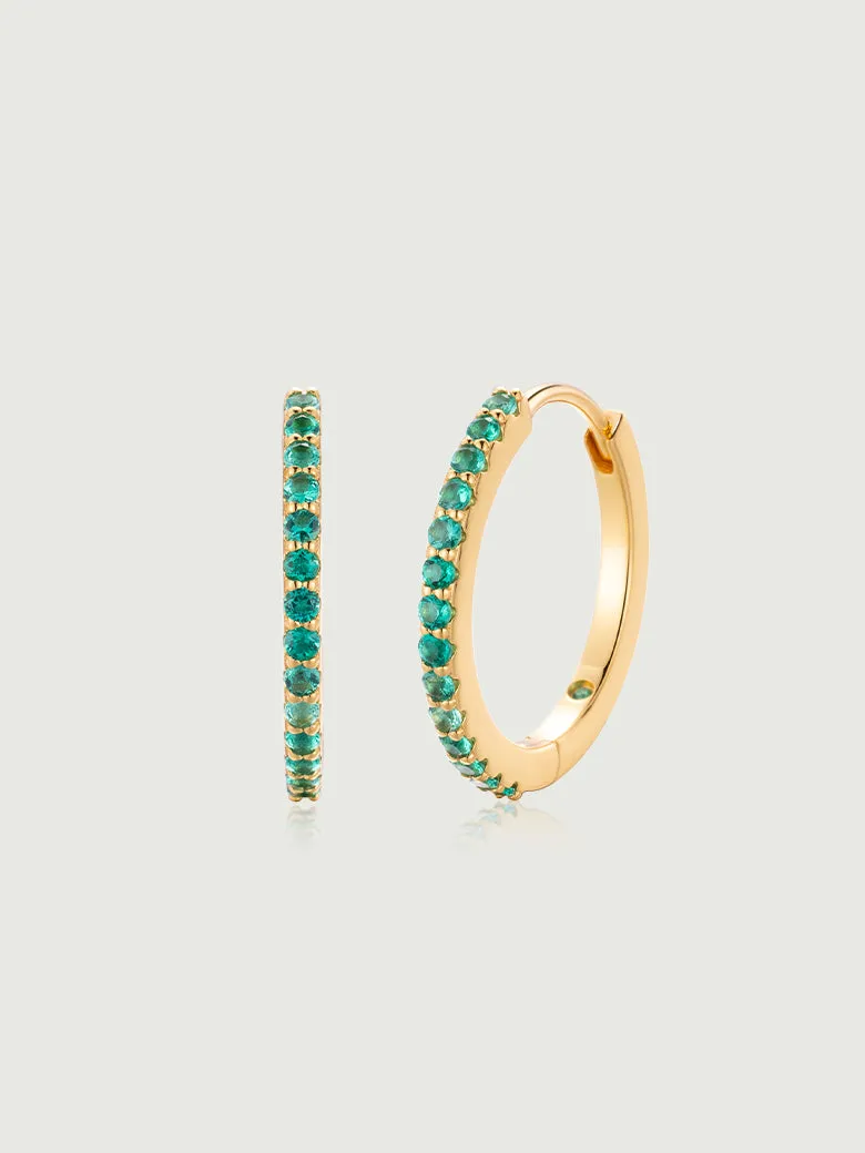 Emerald Pave Huggie Hoop Earrings