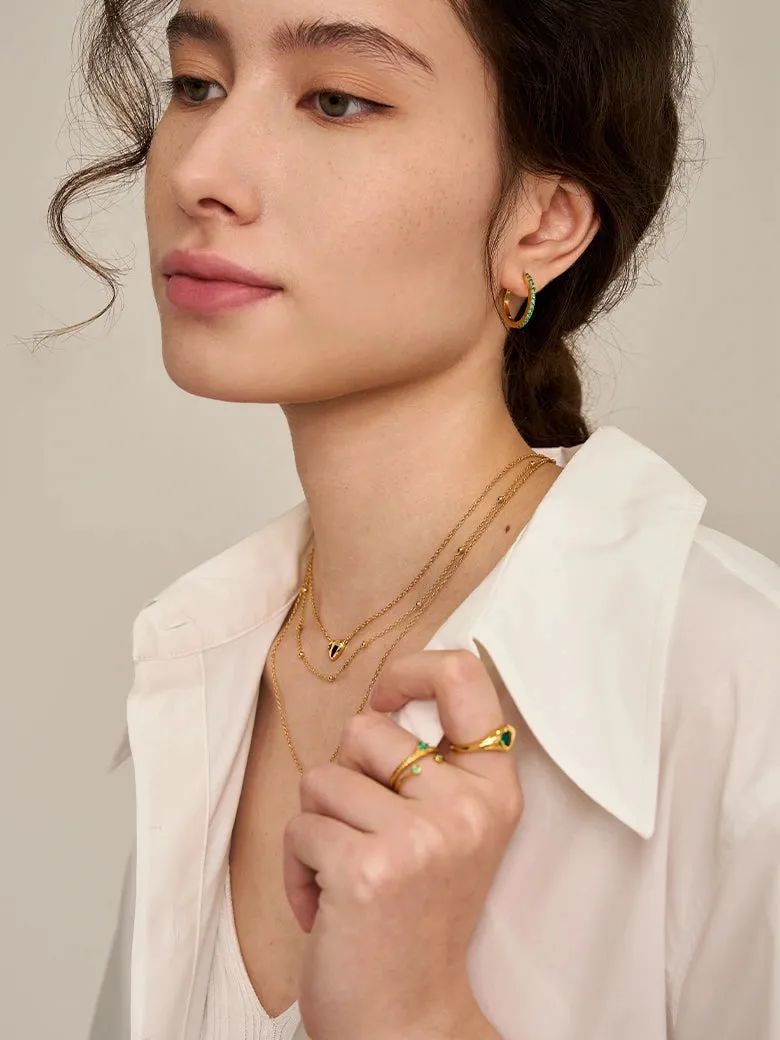 Emerald Pave Huggie Hoop Earrings