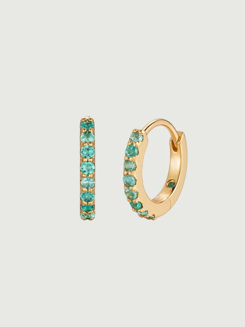 Emerald Pave Huggie Hoop Earrings