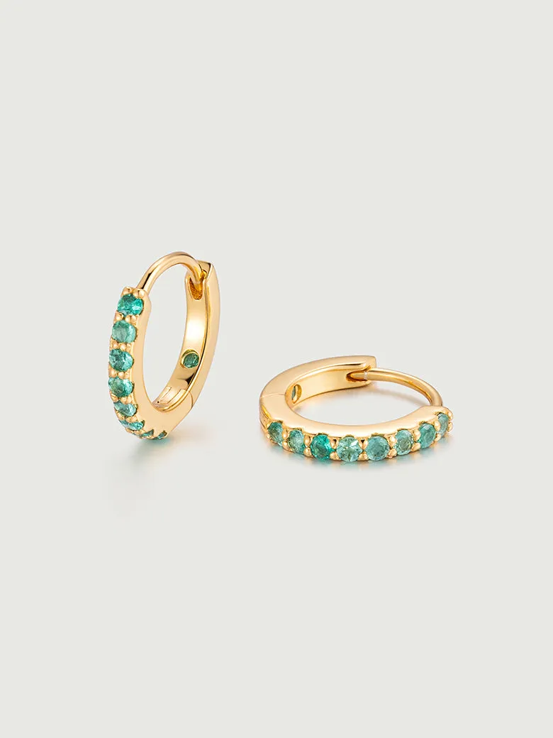 Emerald Pave Huggie Hoop Earrings