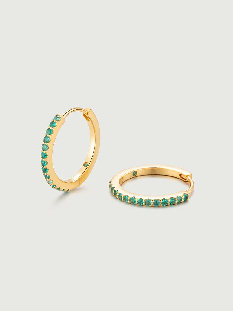 Emerald Pave Huggie Hoop Earrings