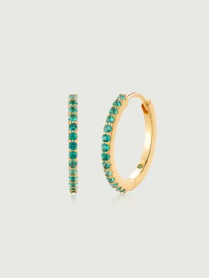 Emerald Pave Huggie Hoop Earrings
