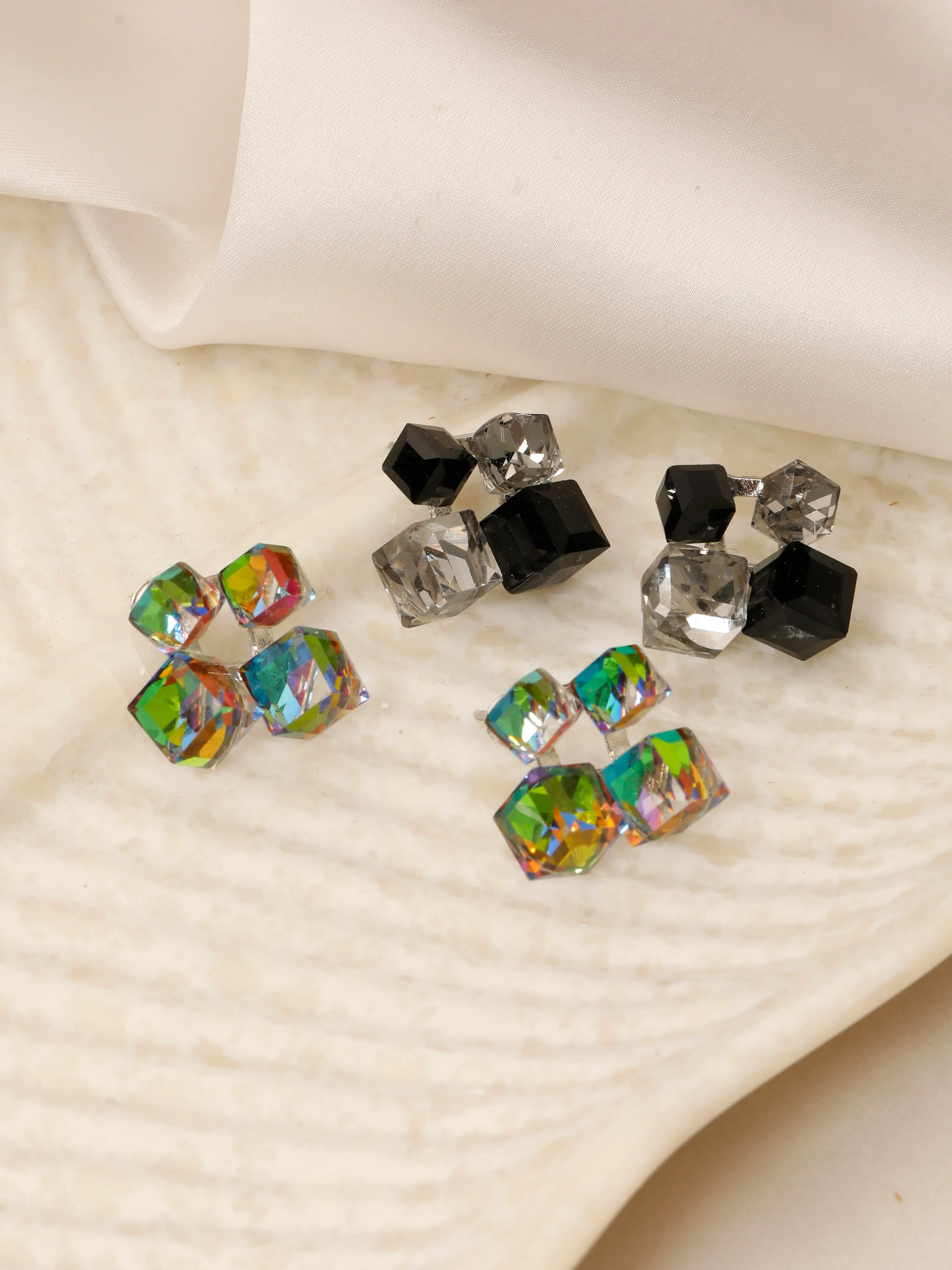 Emerald Stone Black Earrings