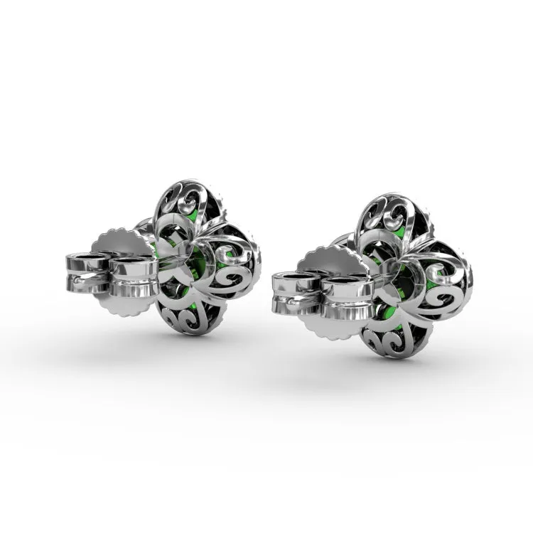 Endless Bliss Emerald and Diamond Cluster Studs