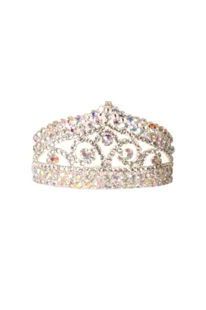 Girls AB Silver Rhinestone Wedding Pageant Comb Tiara