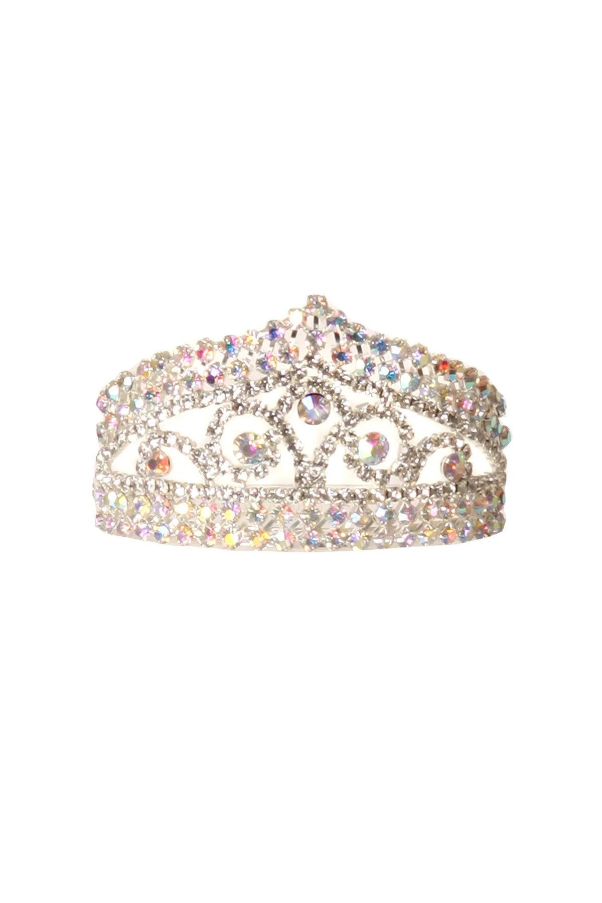 Girls AB Silver Rhinestone Wedding Pageant Comb Tiara