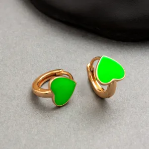 Gold Plated Heart Shaped Enamel Bali Hoops Earring
