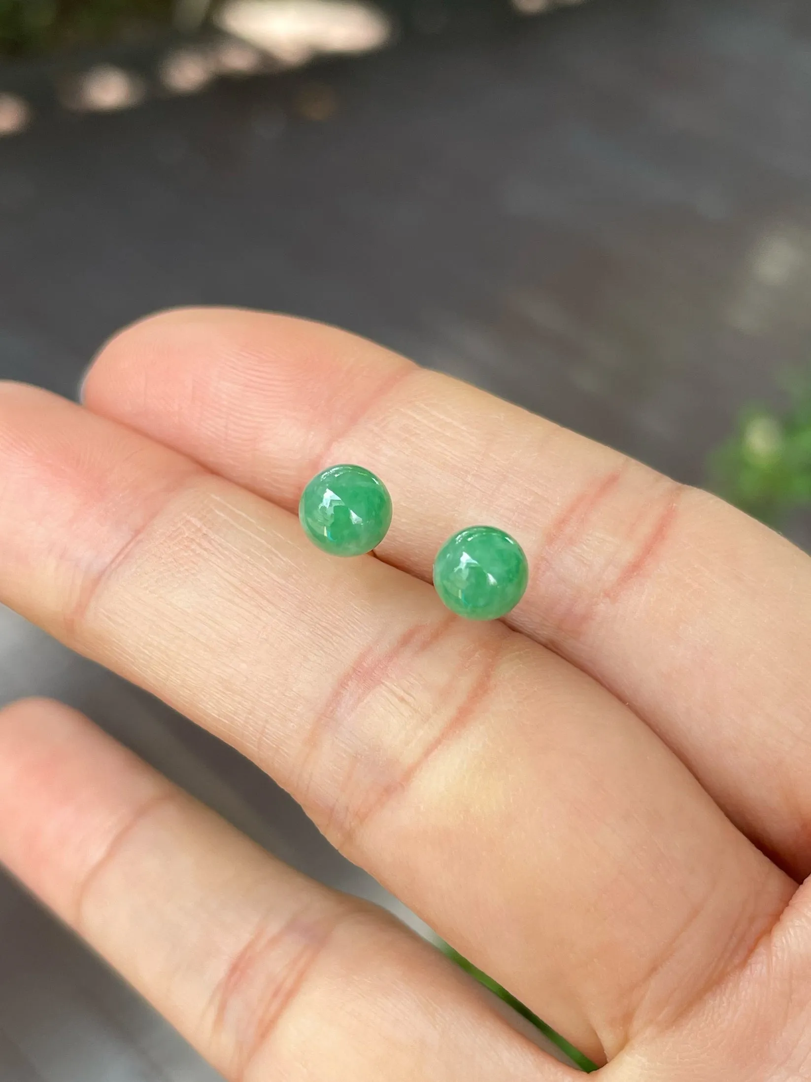 Green Jade Ball Earrings (NJE183)