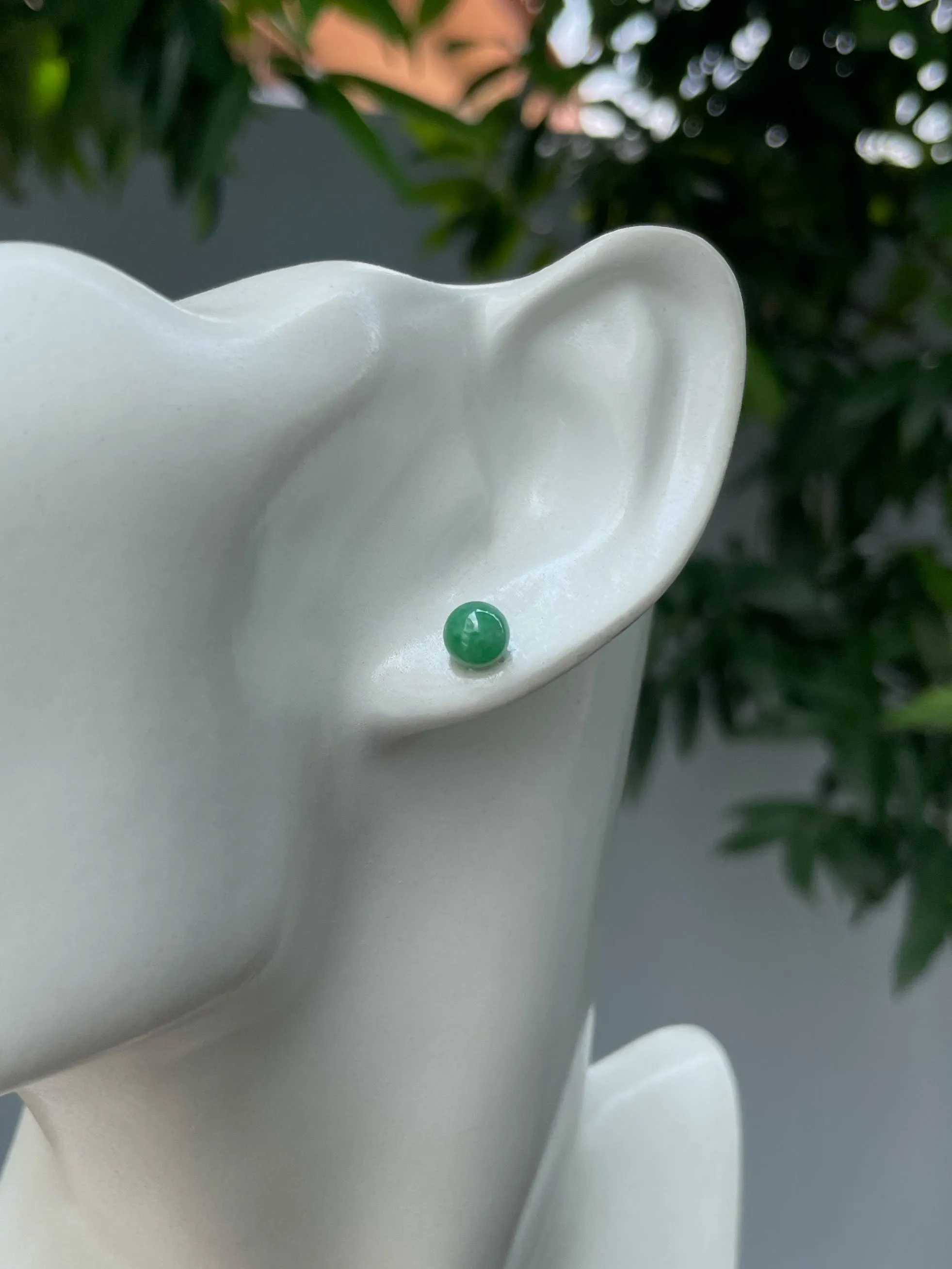 Green Jade Ball Earrings (NJE183)
