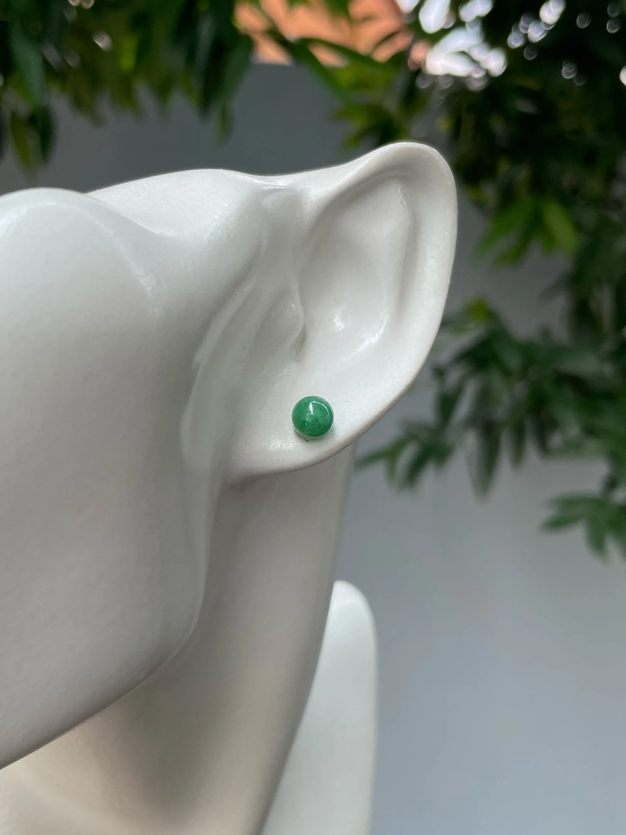Green Jade Ball Earrings (NJE183)