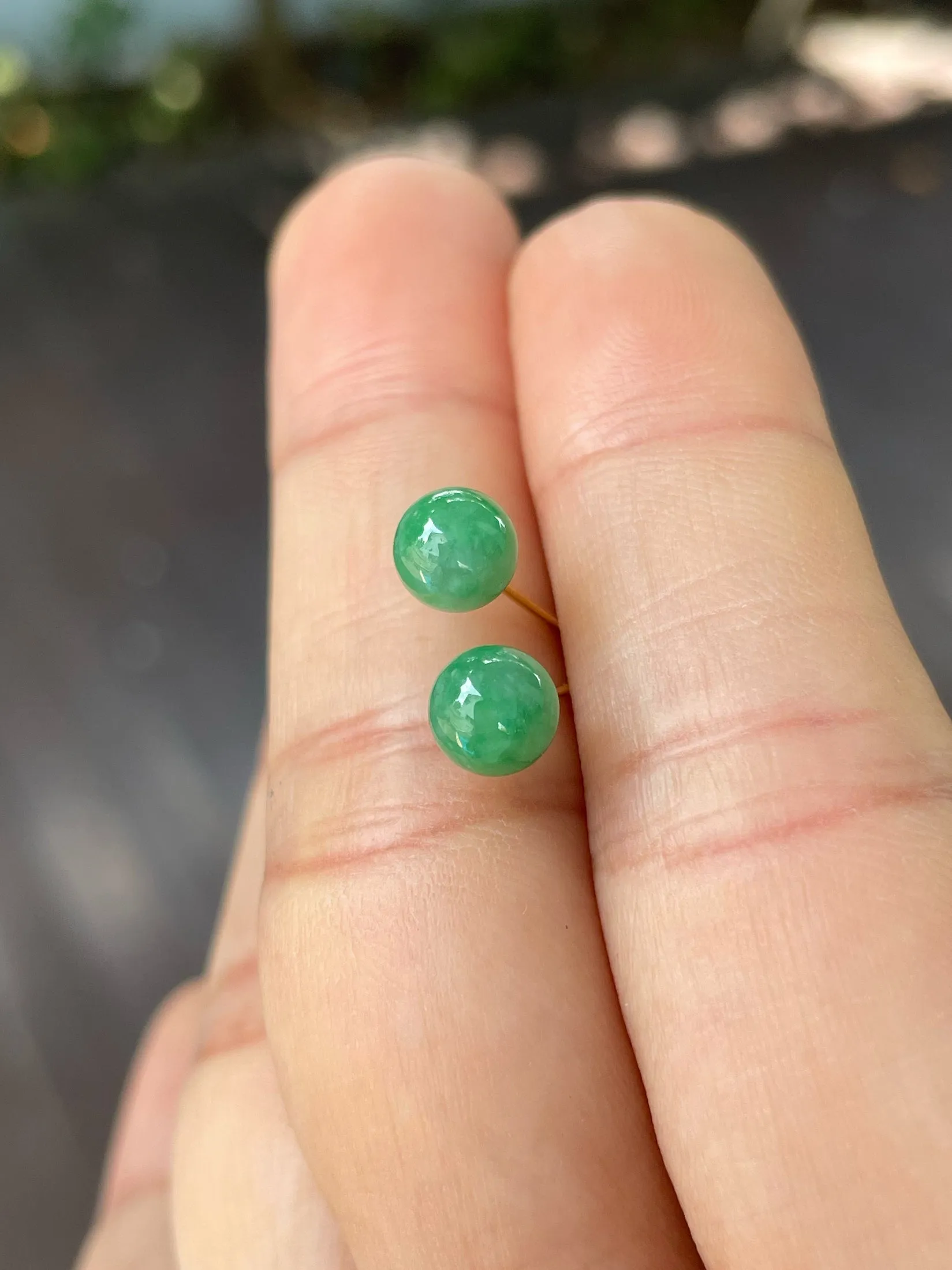 Green Jade Ball Earrings (NJE183)
