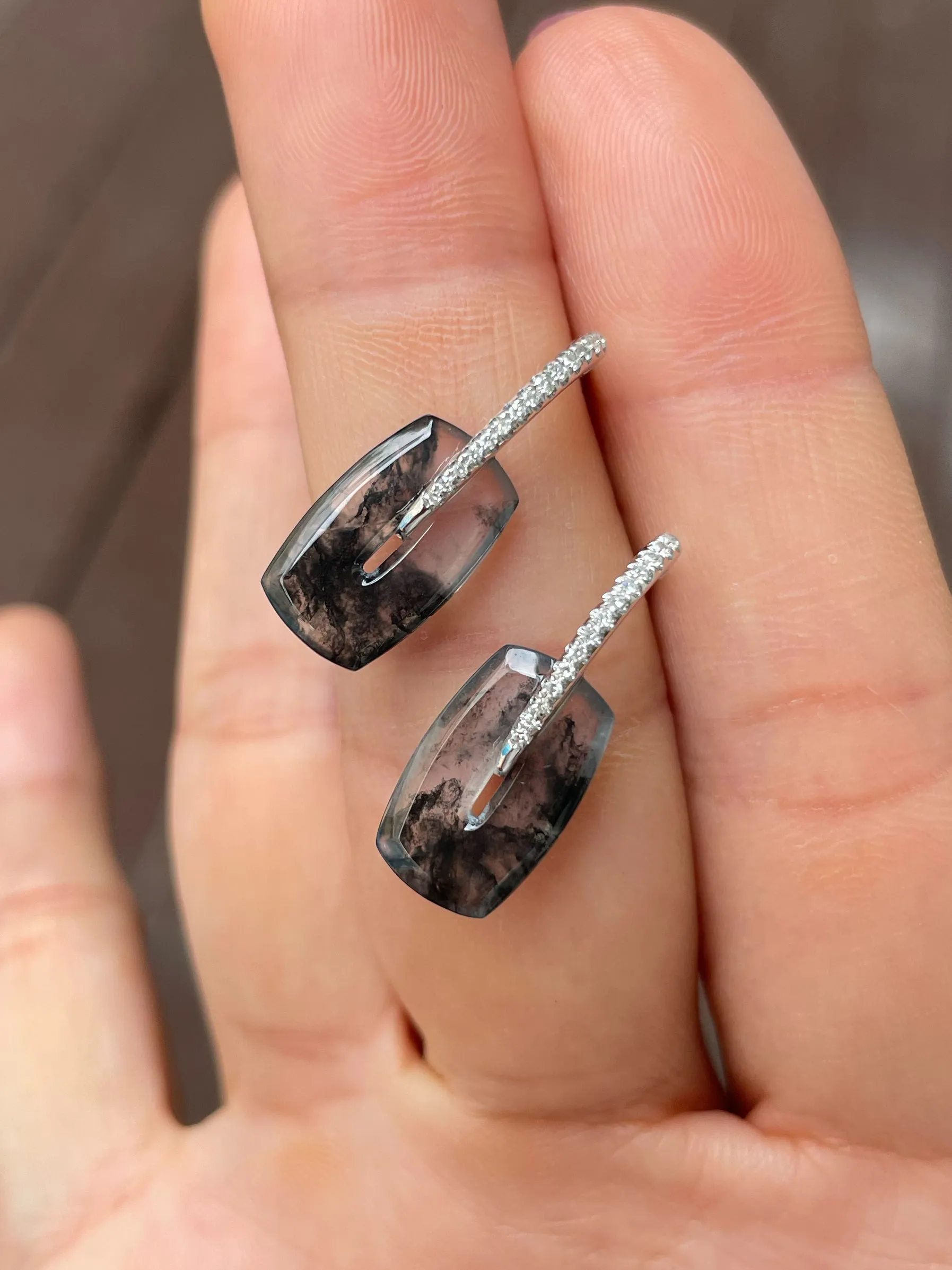 Icy Black Jade Earrings (NJE206)