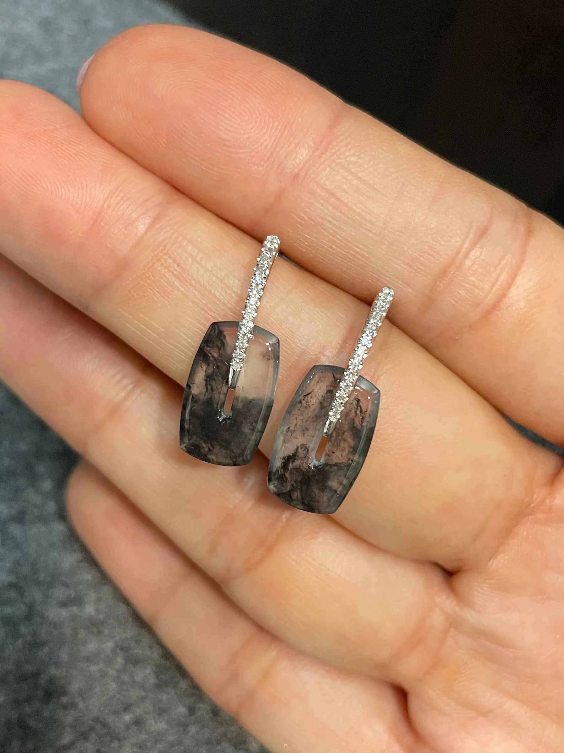 Icy Black Jade Earrings (NJE206)