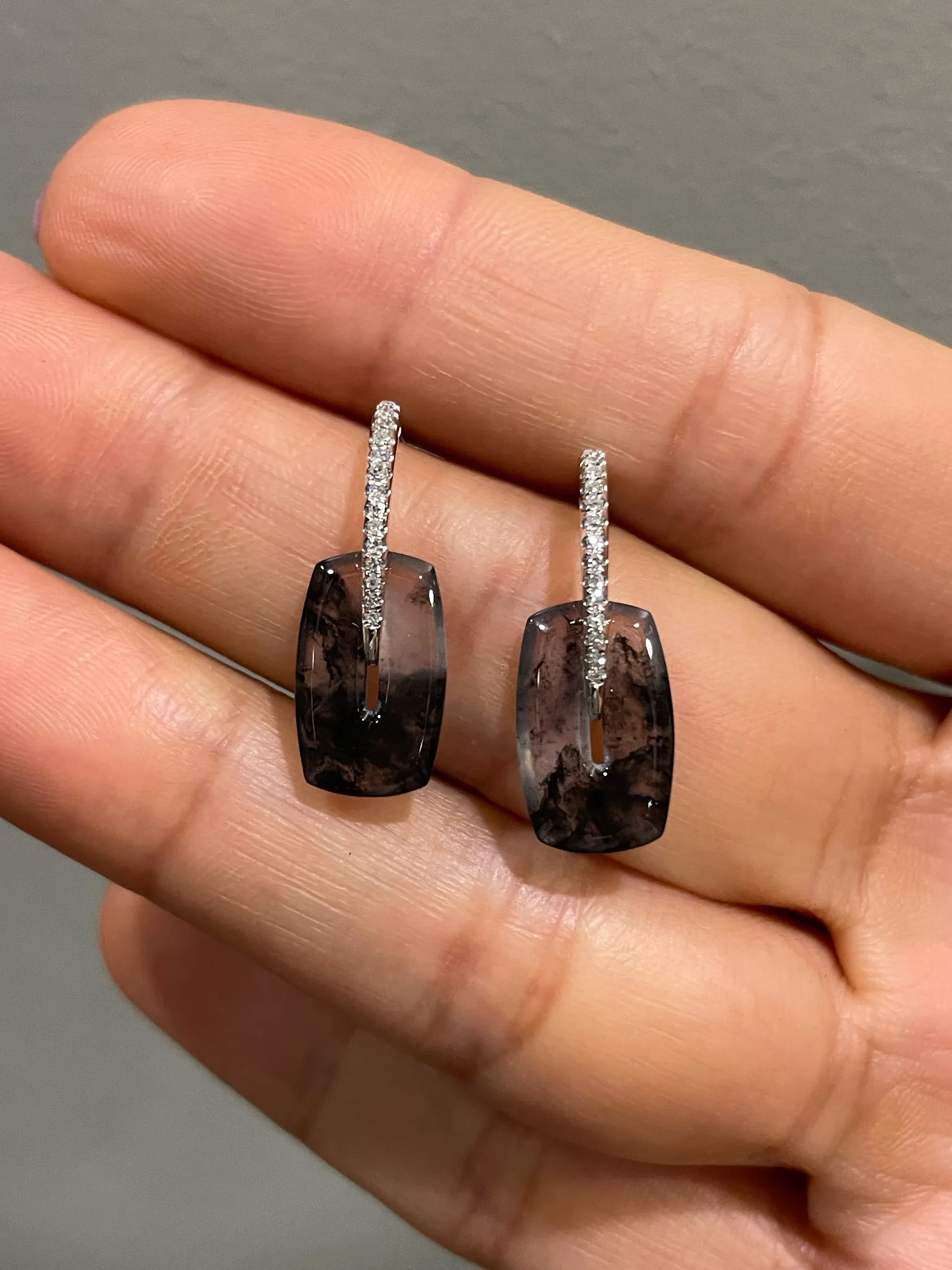 Icy Black Jade Earrings (NJE206)