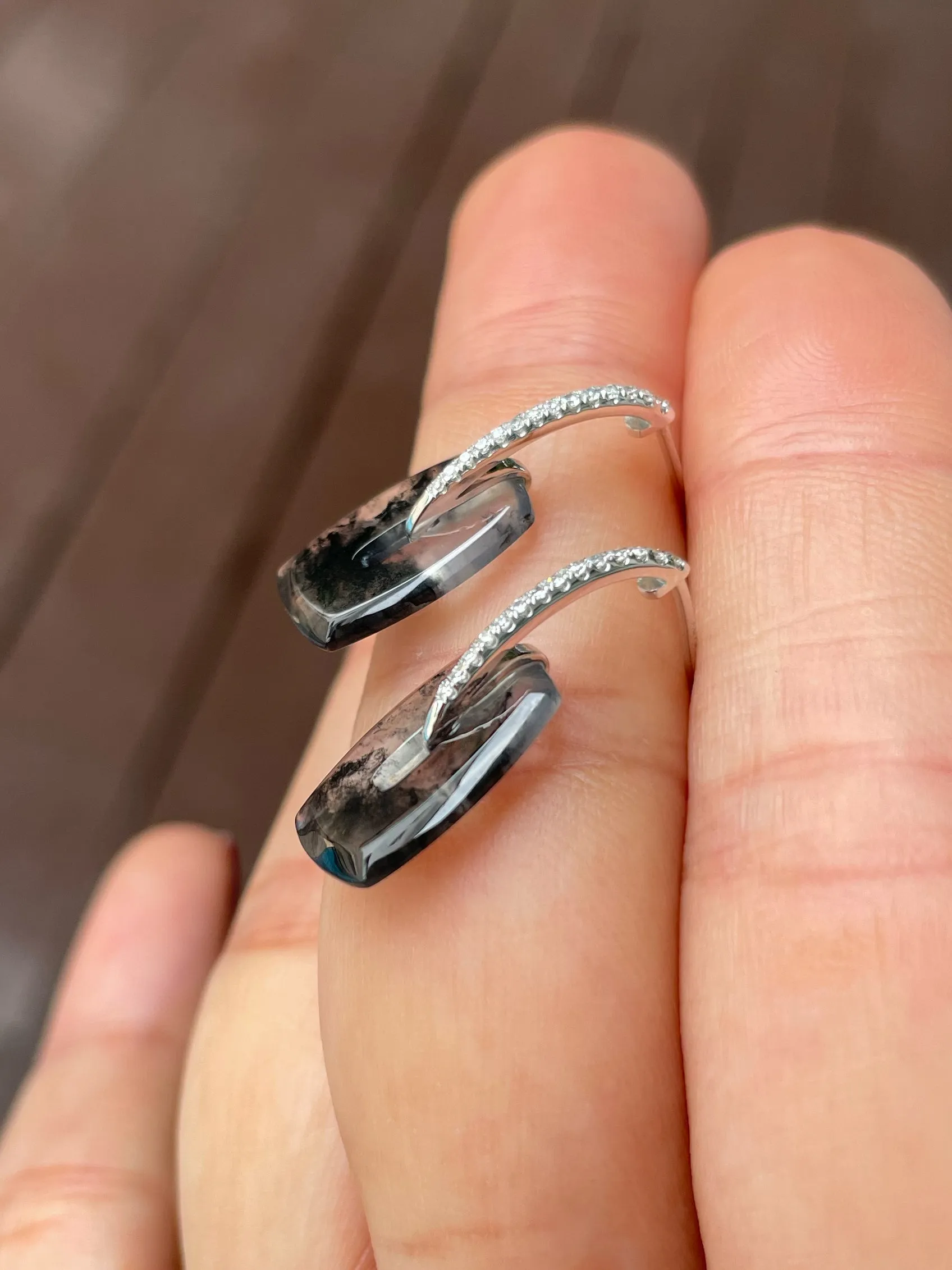 Icy Black Jade Earrings (NJE206)