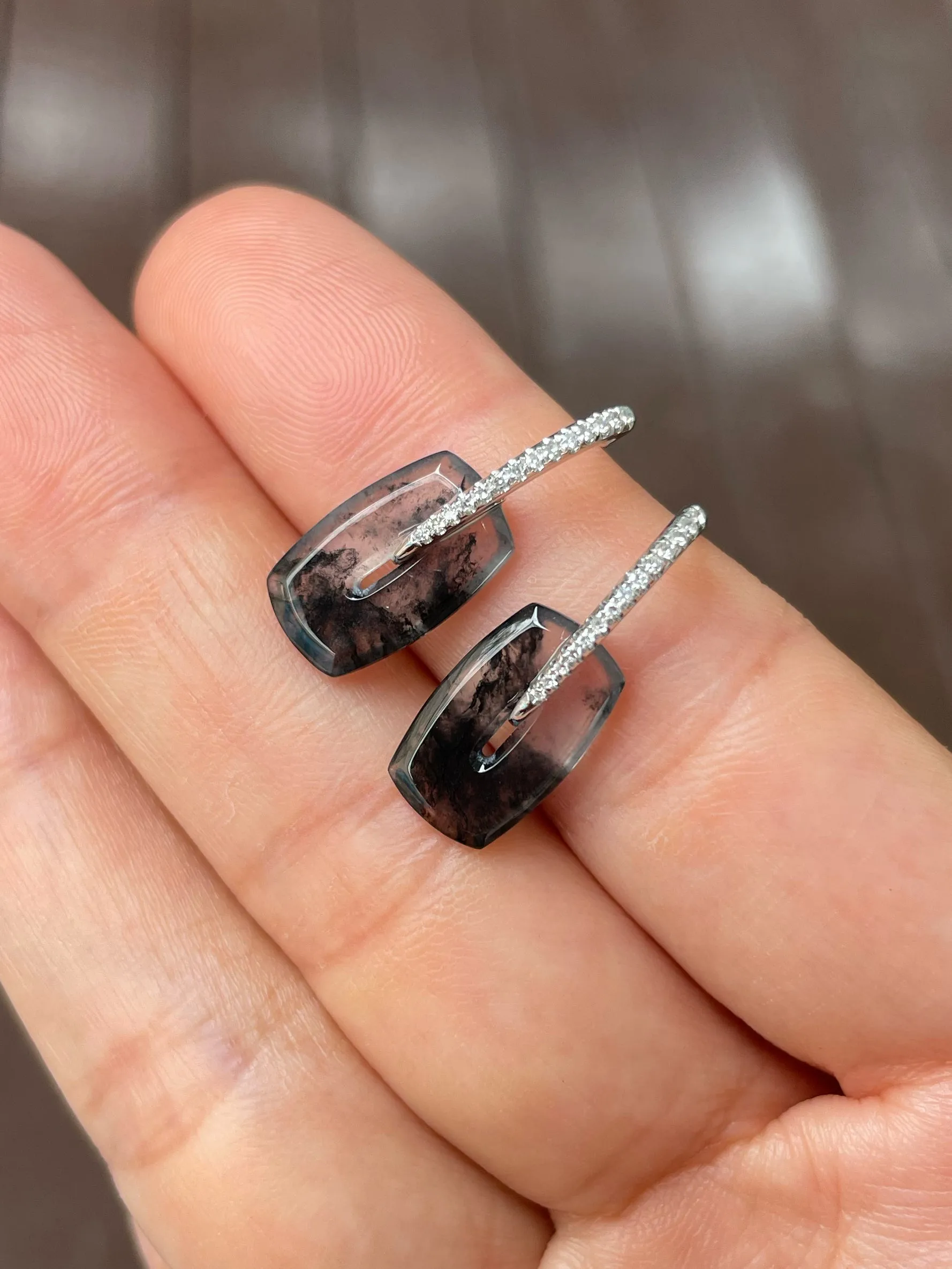 Icy Black Jade Earrings (NJE206)