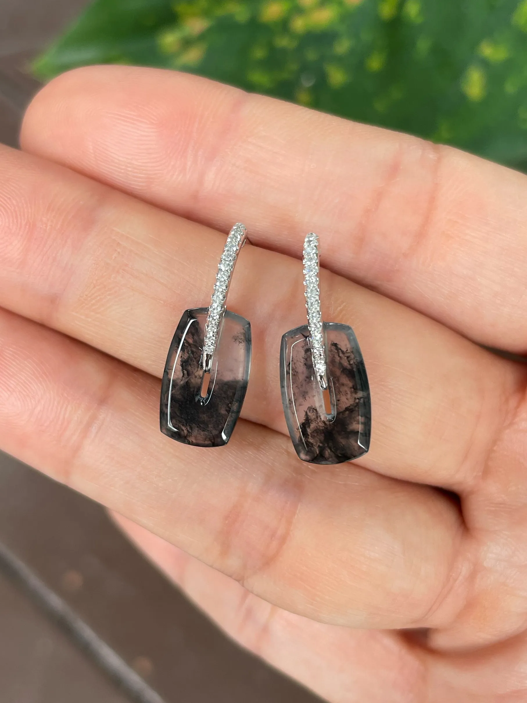 Icy Black Jade Earrings (NJE206)