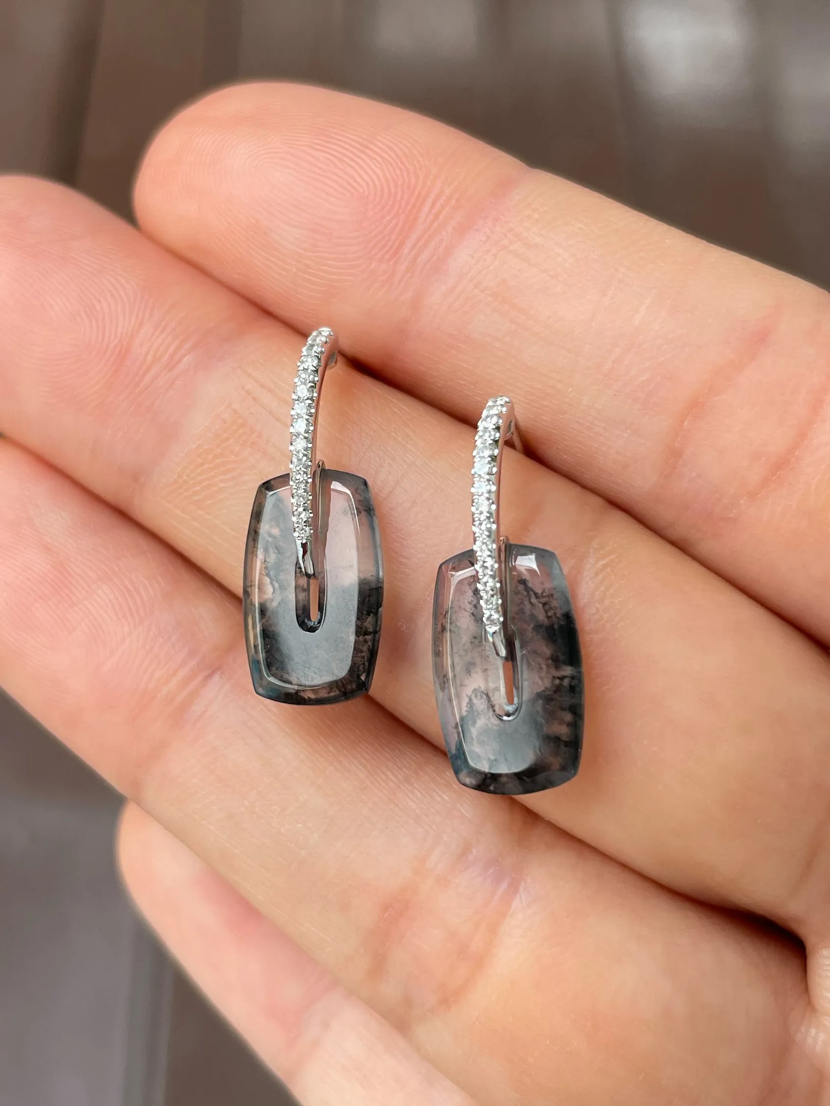 Icy Black Jade Earrings (NJE206)