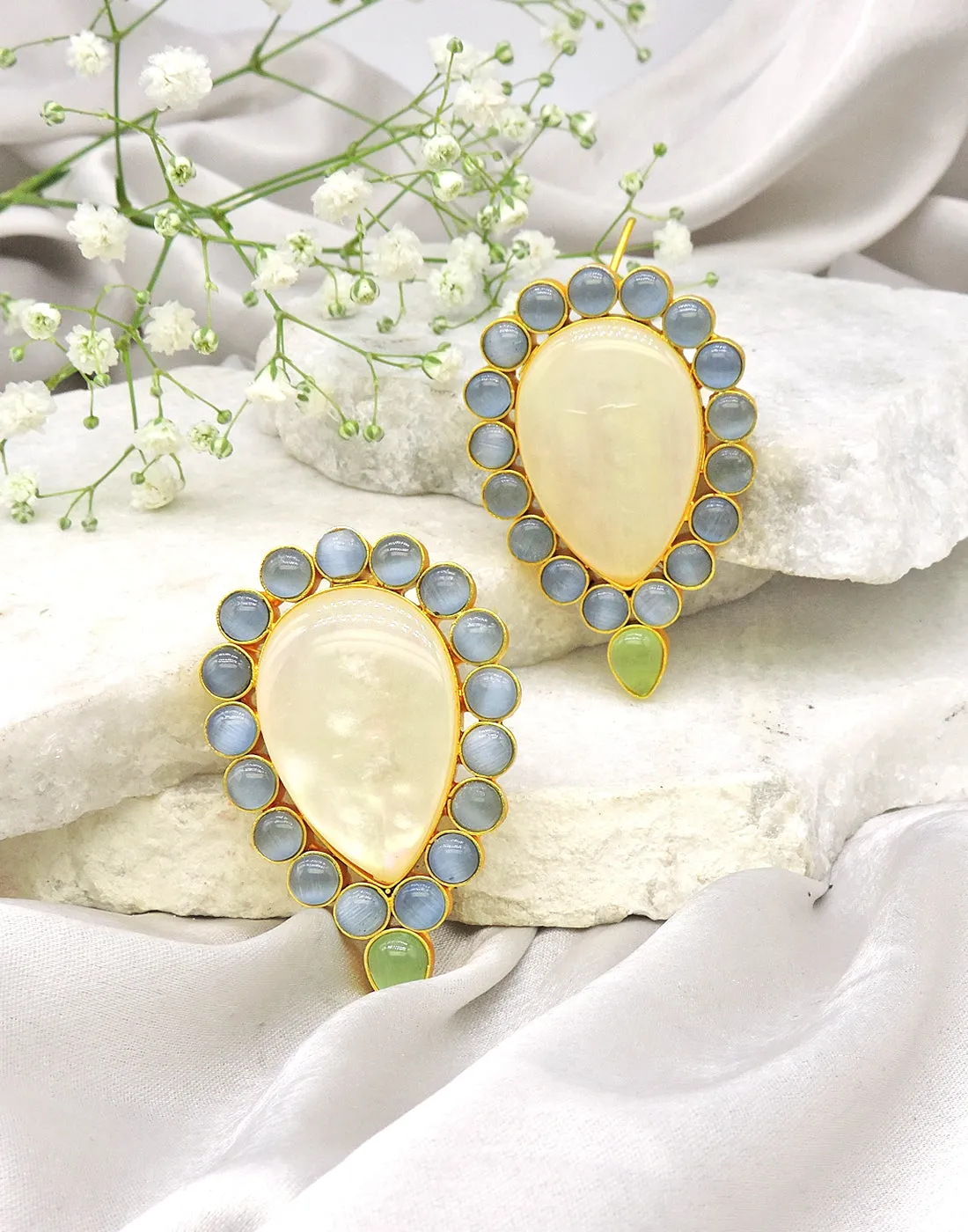 Inverted Drop Earrings | Jade, Blue, Orange & Sage