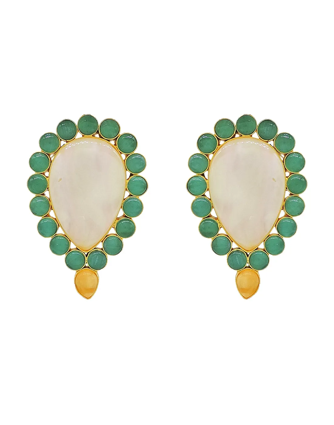 Inverted Drop Earrings | Jade, Blue, Orange & Sage